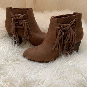 Brown Suede Fringe Ankle Boots Size8